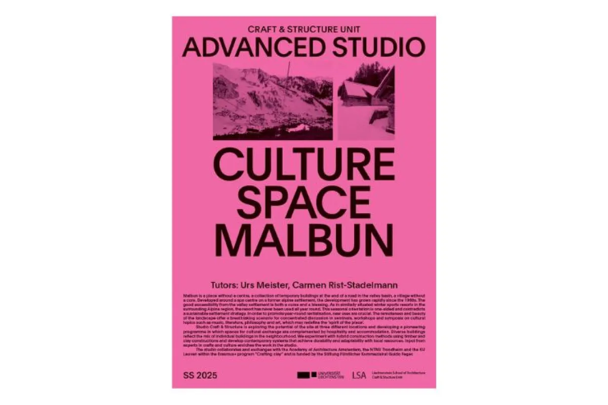 Pinkes Poster mit dem Titel "Culture Space Malbun"