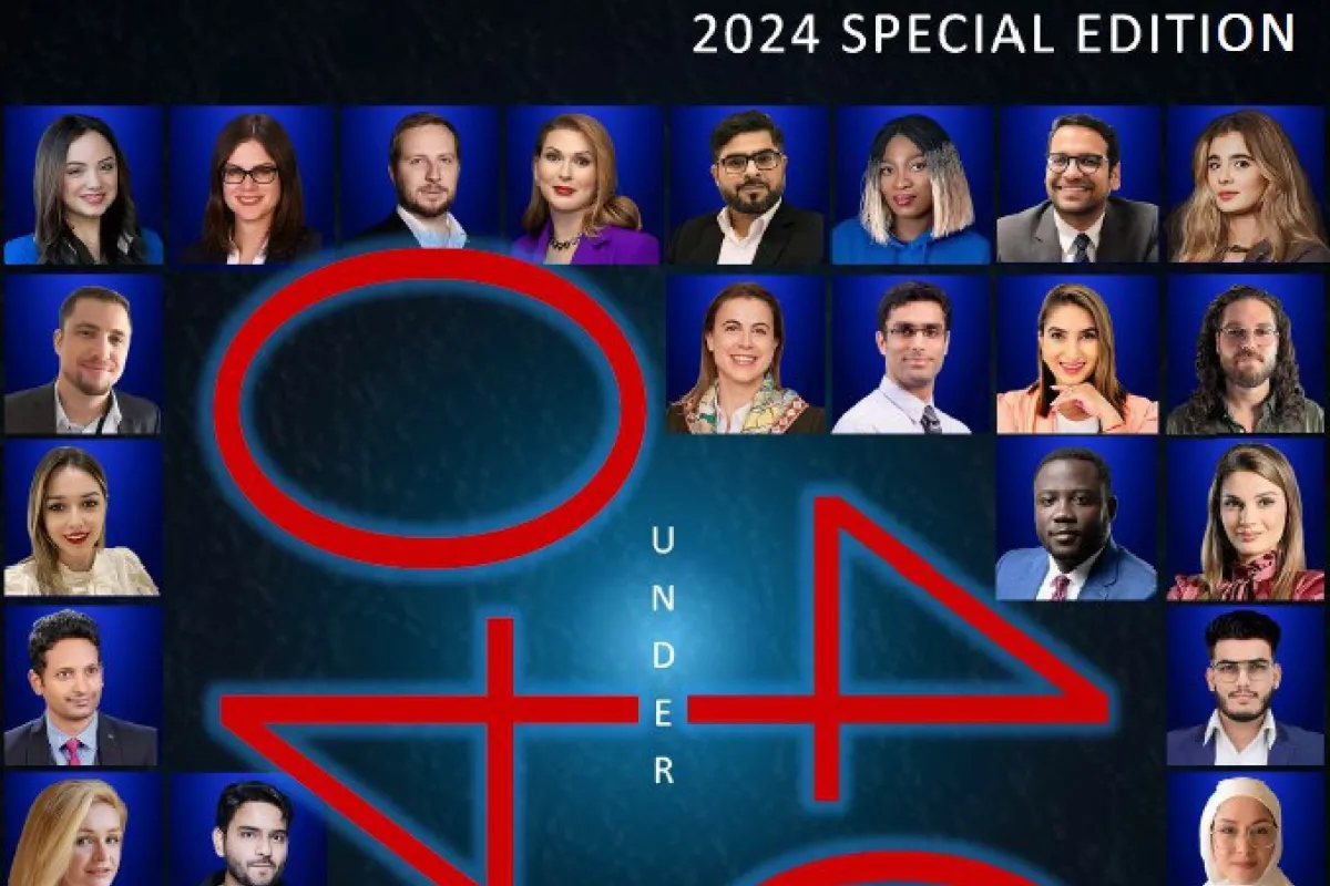 Titelbild des "Top Cyber News Magazine" 2024 Special Edition mit Porträts von 40 jungen Talenten aus der Cybersicherheitsbranche. Text "40 Under 40" in der Mitte, umgeben von den Porträts der ausgezeichneten Fachleute.