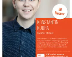 Bachelor Student der Universität Liechtenstein mit Schulhintergrund BG Bludenz im Porträt.